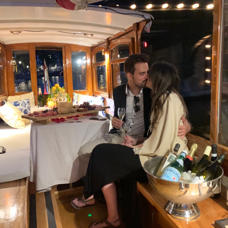 Private romantic boat for cruise in the amsterdam canals or a marriage proposal