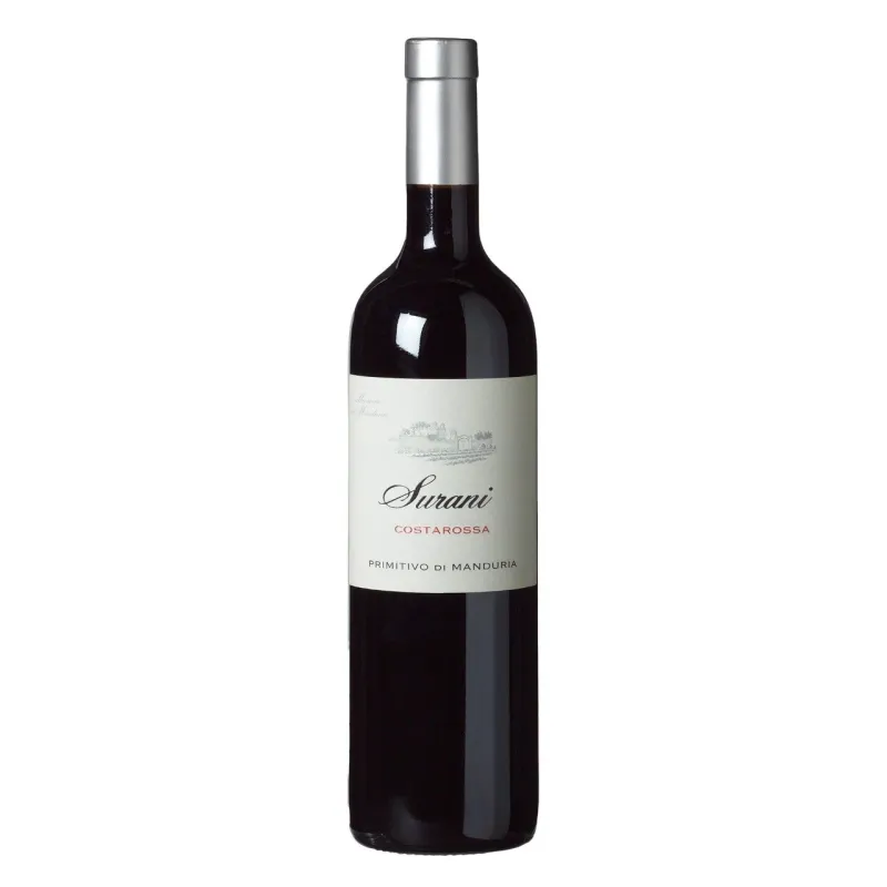 Bottle of Senzani red wine with Costarossa label.