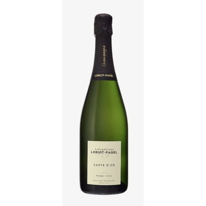 Bottle of Loriot-Pagel Carte d'Or Champagne on a white background.